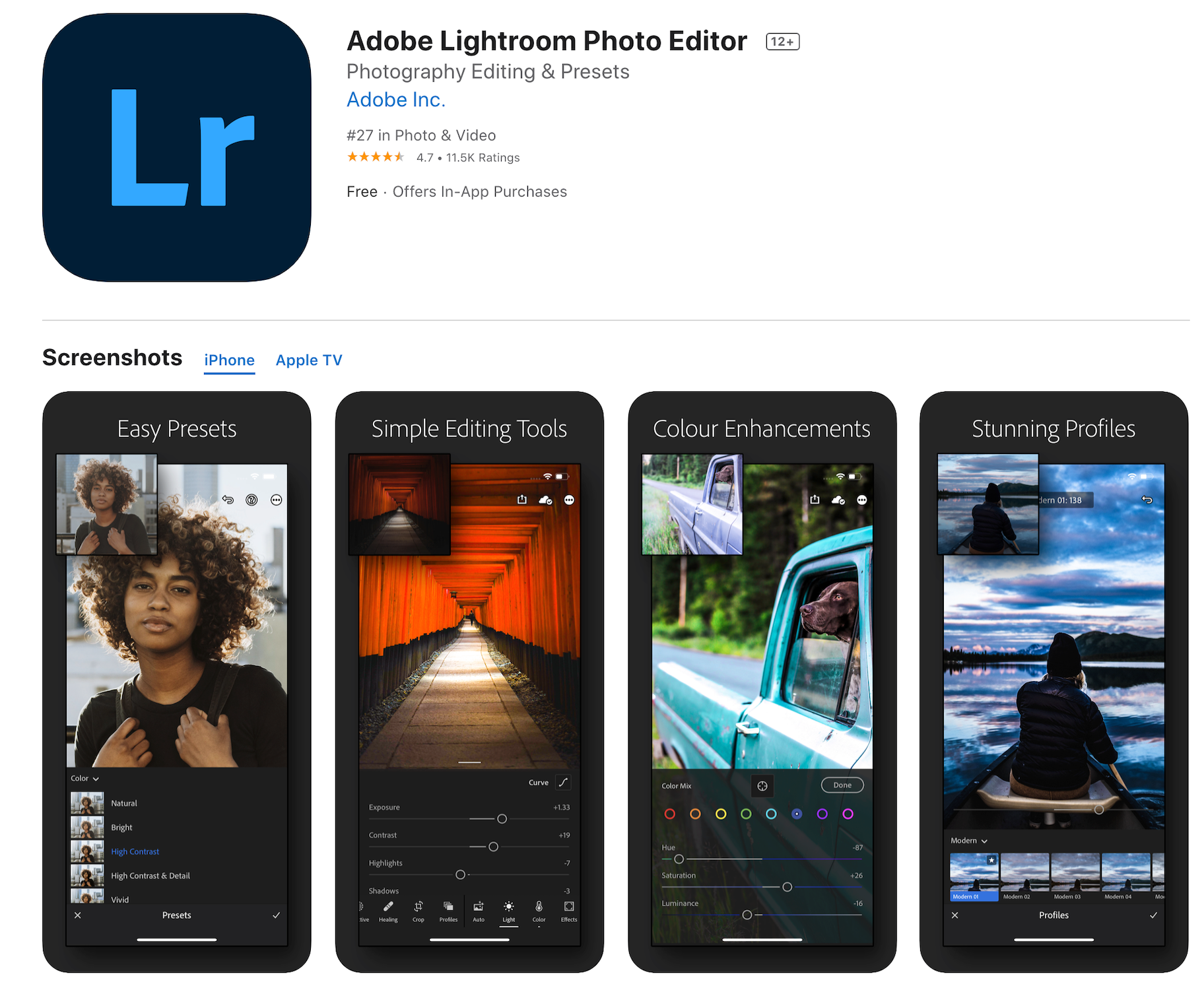 Aplicación de edición de fotos de Adobe Lightroom