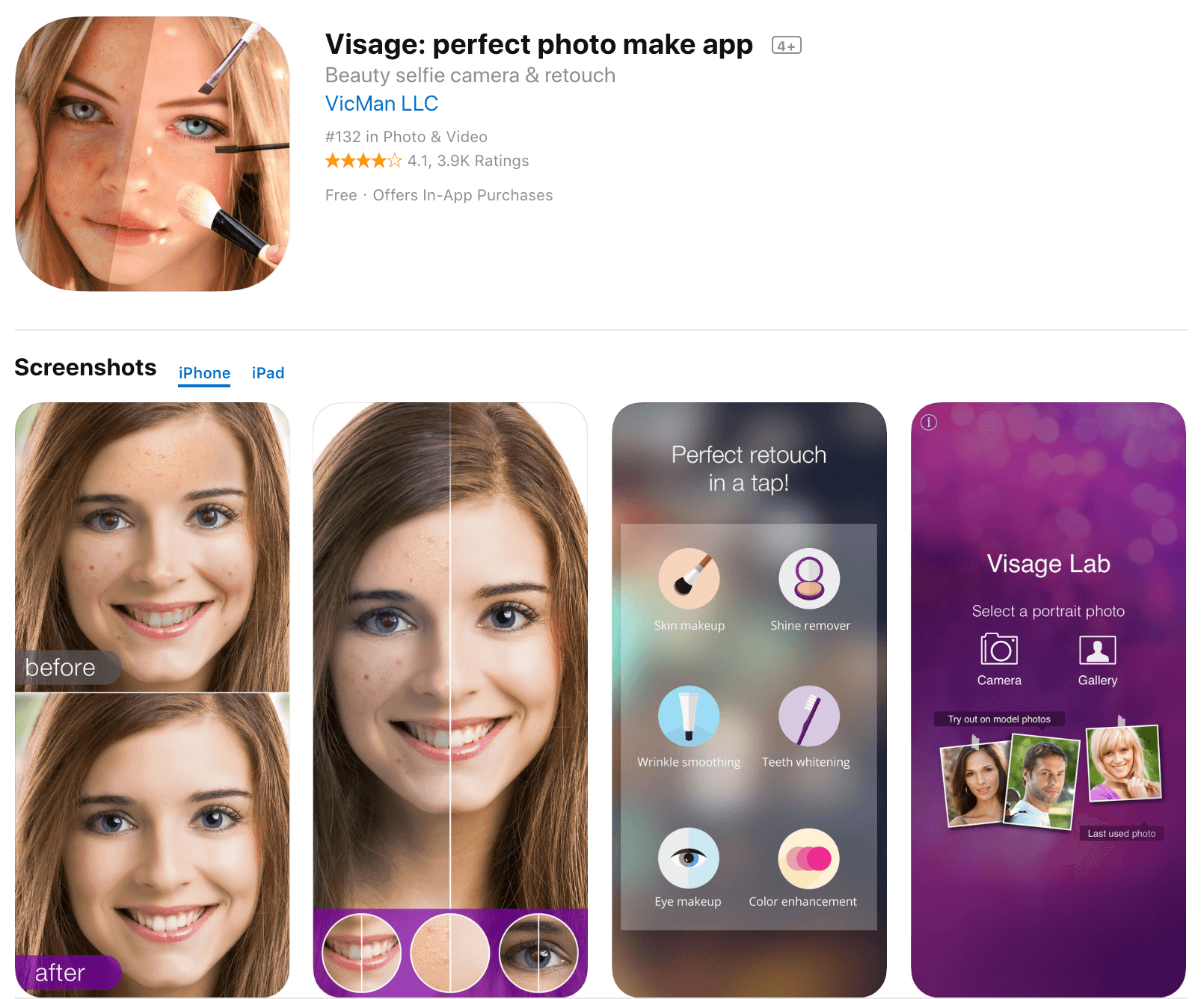 Aplicación de edición de fotos de rostro