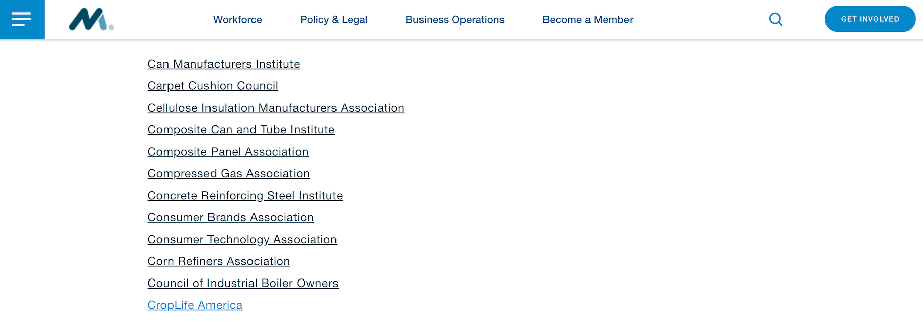 Organizaciones miembros del Consejo de Asociaciones de Manufactura